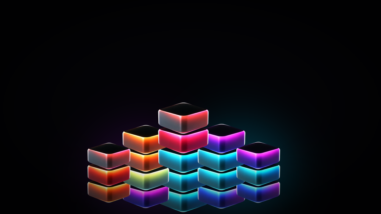 Quote.Trade illuminated blocks arranged as an AlphaLeague competition stage